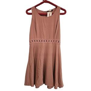 Sweet Rain Mauve Pink Crochet Waist Fit Flare Dress Size Medium NWT